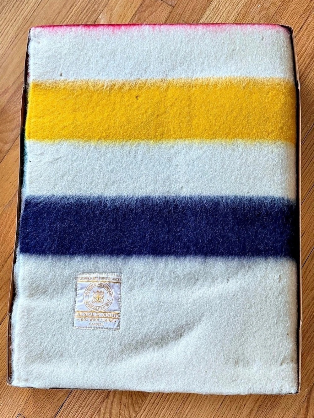 New in original 1960 box- Hudson's Bay Point Blankets Striped Wool Blanket